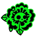 Skull Flower Neon Green
