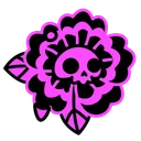 Skull Flower Neon Pink