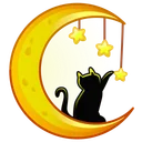 Winter Wreath Moon Cat