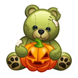The Telegram Halloween bear — a green zombie bear holding a pumpkin