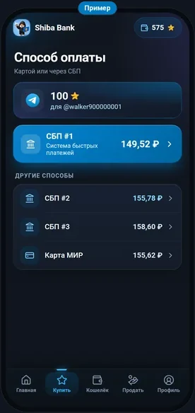 Выбор способа оплаты