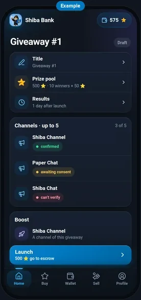A giveaway draft before launch