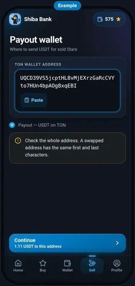 The TON wallet for the payout
