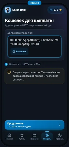 Кошелёк TON для выплаты